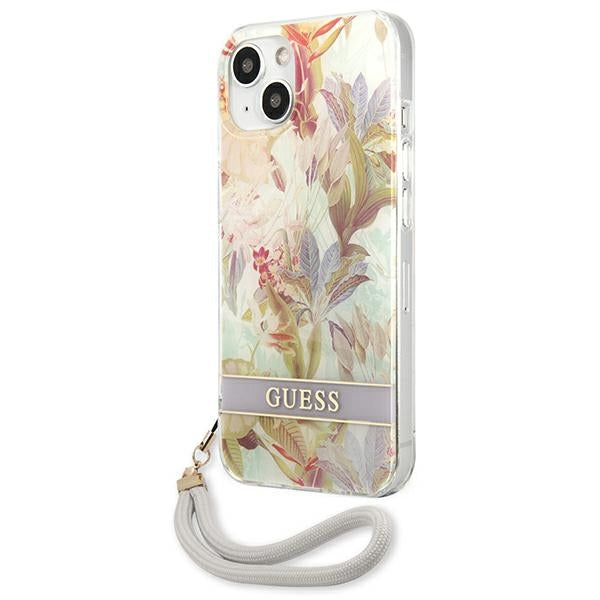Guess GUHCP13SHFLSU iPhone 13 mini 5.4" purple/purple hardcase Flower Strap