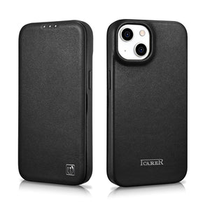 iCarer CE Premium Leather Folio Case iPhone 14 Plus Magnetic Flip Leather Folio Case MagSafe black (WMI14220715-BK)