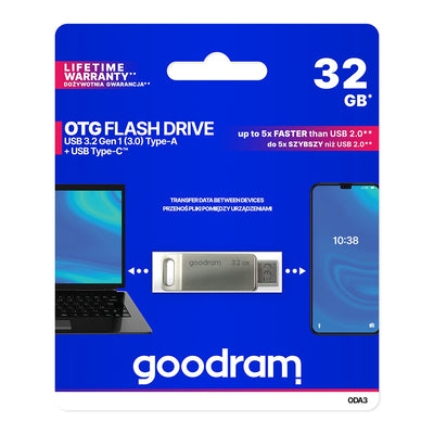 Flash Drive 32GB USB 3.2 Gen 1 USB / USB C OTG ODA3 Goodram - Silver