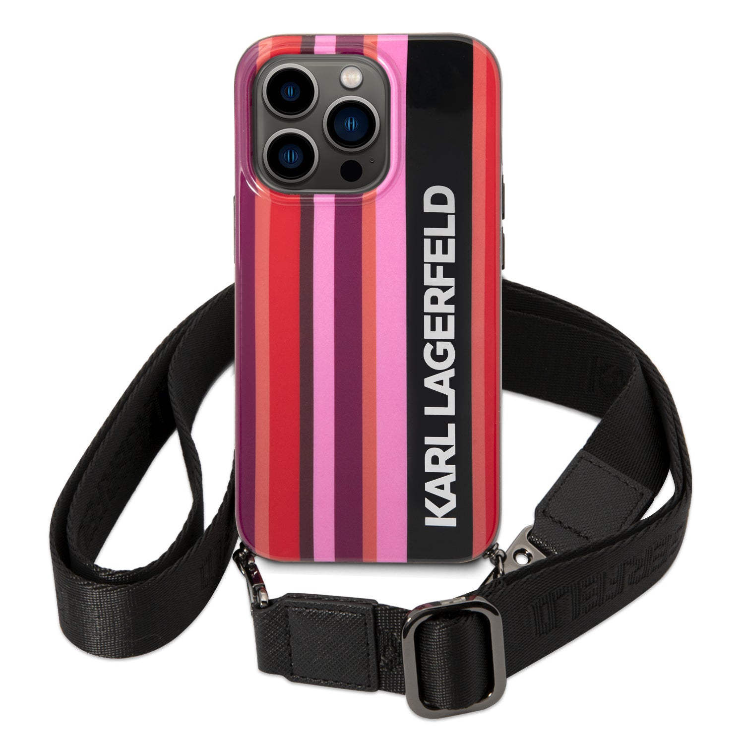 Karl Lagerfeld Color Stripes Strap Case for iPhone 14 Pro - Pink