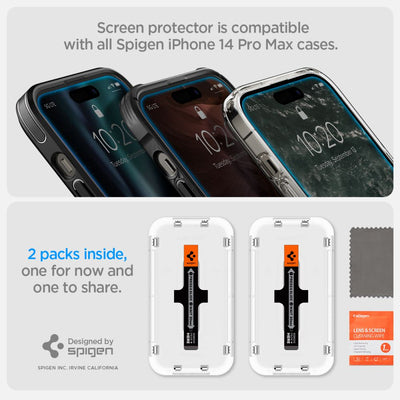 Spigen Glas.tR EZ Fit tempered glass for iPhone 14 Pro - 2 pcs.