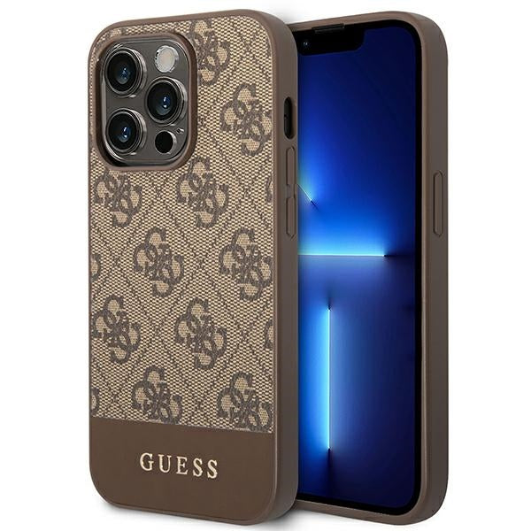 Guess GUHCP14LG4GLBR iPhone 14 Pro 6.1" brown/brown hard case 4G Stripe Collection