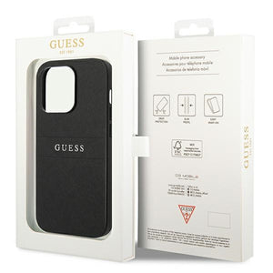 Guess Saffiano Strap Case for iPhone 14 Pro - Black
