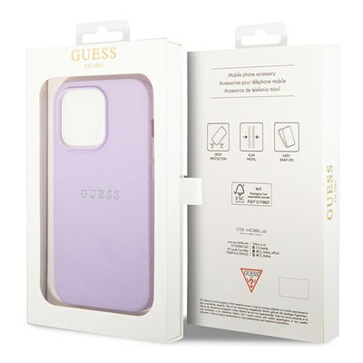 Guess Saffiano Strap Case for iPhone 14 Pro - Purple