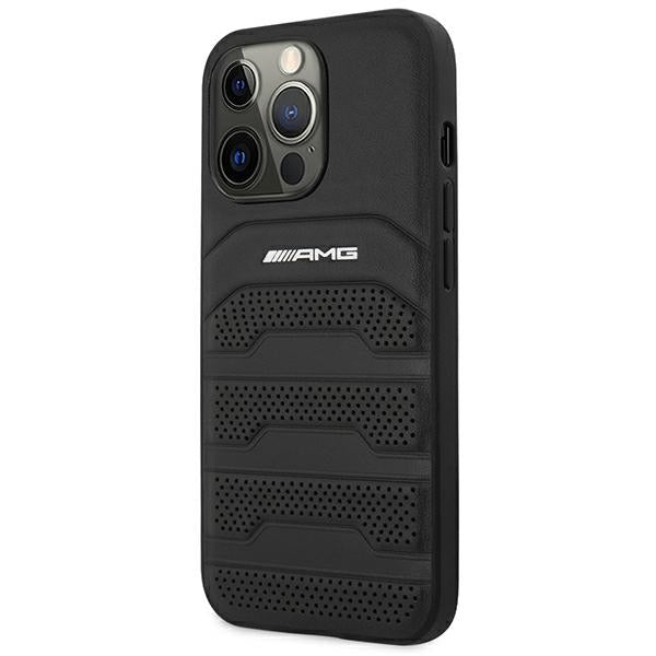 AMG AMHCP14XGSEBK iPhone 14 Pro Max 6,7 "black / black hardcase Leather Debossed Lines