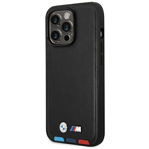 Case BMW BMHMP14L22PTDK iPhone 14 Pro 6.1 "black / black Leather Stamp Tricolor Magsafe
