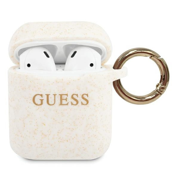 Guess GUACCSILGLWH AirPods cover white / white Silicone Glitter