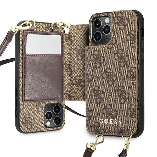 Guess GUHCP12MCB4GB iPhone 12/12 Pro 6.1 "brown / brown hardcase 4G Crossbody Cardslot