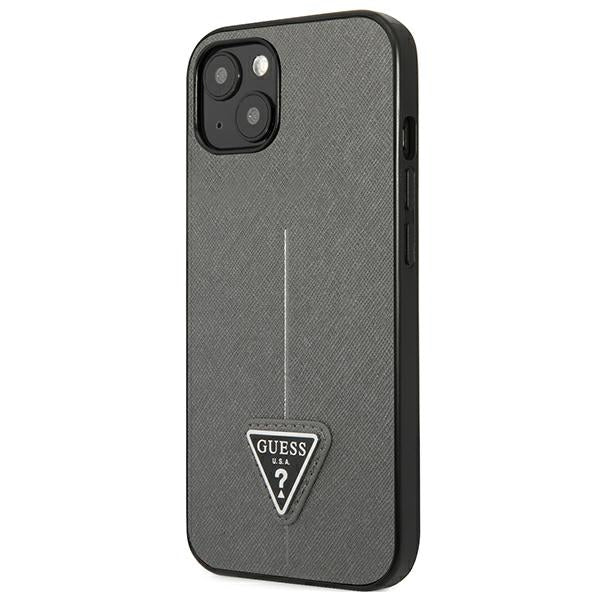 Guess GUHCP13SPSATLG iPhone 13 mini 5,4 "silver / silver hardcase SaffianoTriangle Logo