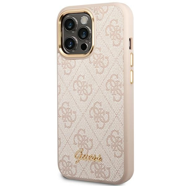 Guess 4G Vintage Gold Logo case for iPhone 14 Pro - pink