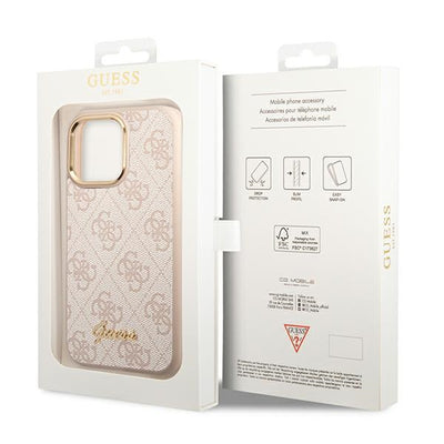 Guess 4G Vintage Gold Logo case for iPhone 14 Pro - pink