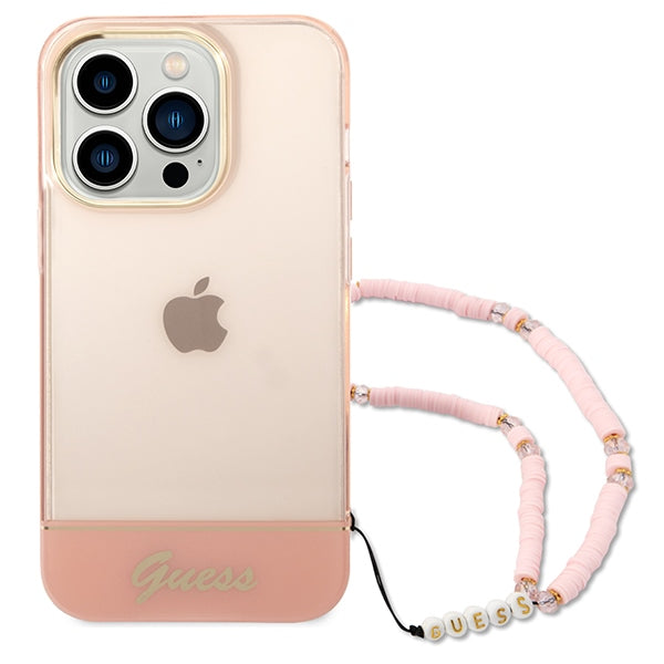 Guess GUHCP14LHGCOHP iPhone 14 Pro 6.1" pink/pink hardcase Translucent Pearl Strap