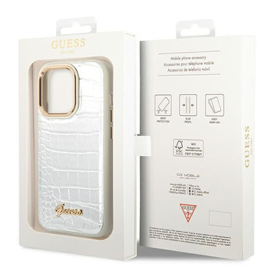 Guess Croco Collection case for iPhone 14 Pro 6.1" - silver