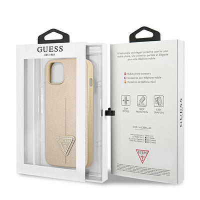 Guess GUHCP14SPSATLE iPhone 14 6,1 "beige / beige hardcase SaffianoTriangle Logo