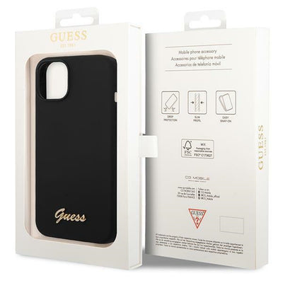 Guess GUHCP14SSLSMK iPhone 14 6.1" black/black hard case Silicone Vintage Gold Logo