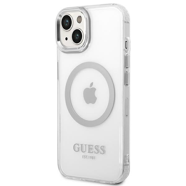 Guess GUHMP14MHTRMS iPhone 14 Plus 6.7" silver/silver hard case Metal Outline Magsafe