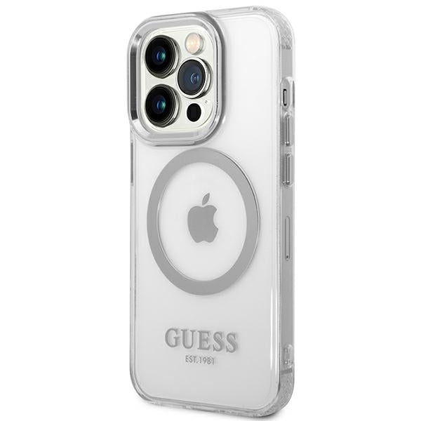 Guess GUHMP14XHTRMS iPhone 14 Pro Max 6.7" silver/silver hard case Metal Outline Magsafe