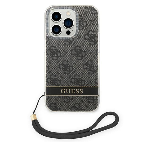 Guess GUOHCP14LH4STK iPhone 14 Pro 6.1 "black / black hardcase 4G Print Strap