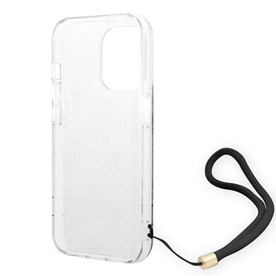 Guess GUOHCP14LH4STK iPhone 14 Pro 6.1 "black / black hardcase 4G Print Strap