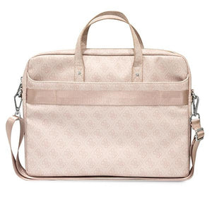 Guess Saffiano 4G Triangle Logo bag for a 16'' laptop - pink
