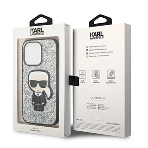 Karl Lagerfeld KLHCP14LGFKPG iPhone 14 Pro 6.1 "hardcase silver / silver Glitter Flakes Ikonik