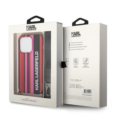 Karl Lagerfeld Color Stripes Strap Case for iPhone 14 Pro - Pink
