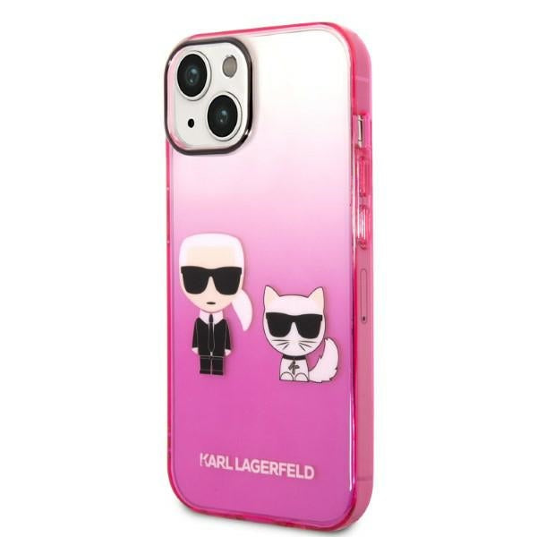 Karl Lagerfeld Gradient Ikonik Karl&amp;Choupette Case for iPhone 14 Plus - Pink