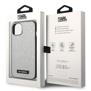 Karl Lagerfeld KLHCP14SG2ELS iPhone 14 6.1 "hardcase silver / silver Glitter Plaque Logo