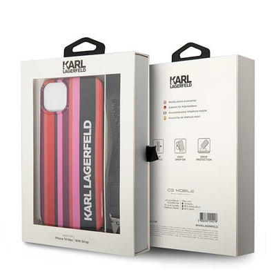 Karl Lagerfeld KLHCP14SSTSTP iPhone 14 6.1 "hardcase pink / pink Color Stripes Strap
