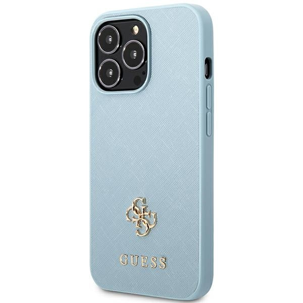 Guess Saffiano 4G Small Metal Logo case for iPhone 13 Pro Max - blue