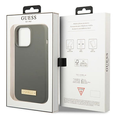 Guess GUHMP13LSPLG iPhone 13 Pro / 13 6.1" grey/grey hard case Silicone Logo Plate MagSafe