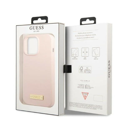 Guess GUHMP13LSPLP iPhone 13 Pro / 13 6.1" pink/pink hard case Silicone Logo Plate MagSafe