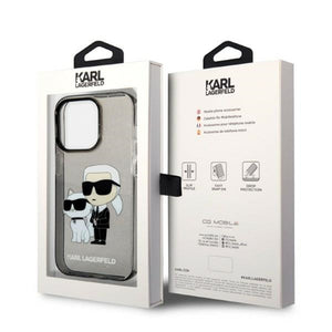 Karl Lagerfeld Glitter Karl&amp;Choupette case for iPhone 14 Pro - black