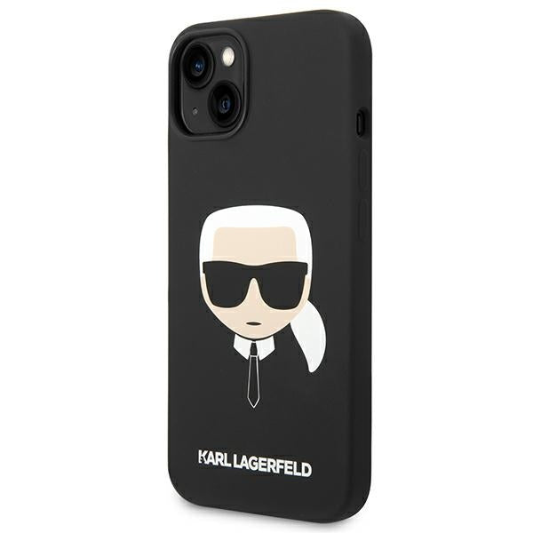 „Karl Lagerfeld“ silikoninis „Karl's Head MagSafe“ dėklas, skirtas „iPhone 14 Plus“ – juodas 