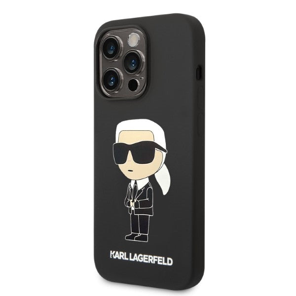 Karl Lagerfeld KLHMP14XSNIKBCK iPhone 14 Pro Max 6.7" kietas dėklas, juodas/juodas, silikoninis Ikonik Magsafe 