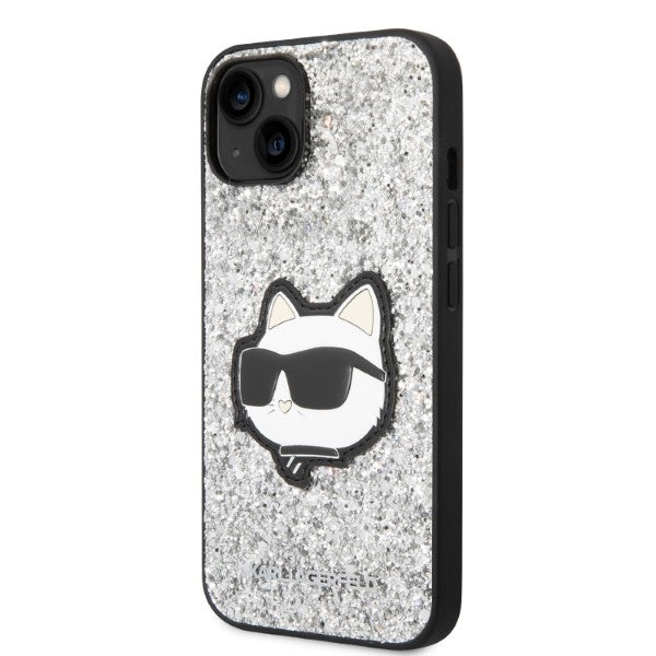 Karl Lagerfeld KLHCP14SG2CPS iPhone 14 6.1" silver/silver hardcase Glitter Choupette Patch
