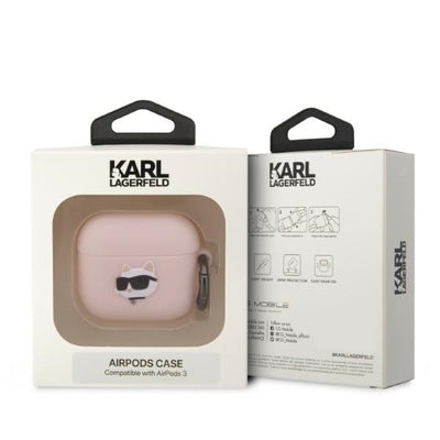 Karl Lagerfeld KLA3RUNCHP AirPods 3 cover pink/pink Silicone Choupette Head 3D
