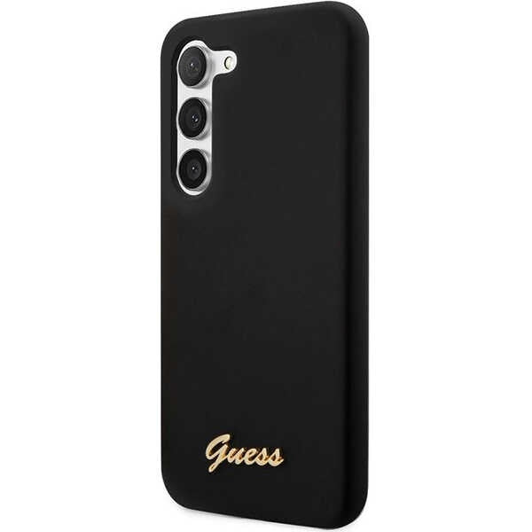 Guess GUHCS23SSLSMK S23 S911 black/black hardcase Silicone Vintage Gold Logo