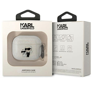 Karl Lagerfeld KLA3HNKCTGT Airpods 3 cover transparent Gliter Karl&amp;Choupette
