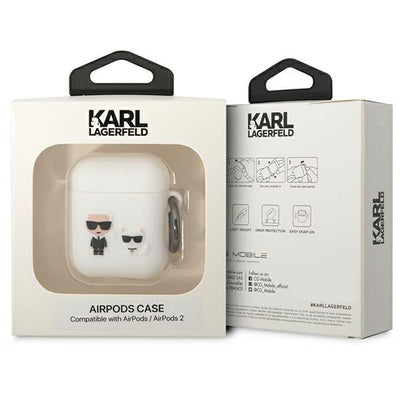 Karl Lagerfeld KLACA2SILKCW AirPods 1/2 cover white/white Silicone Karl &amp; Choupette