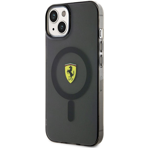 „Ferrari FEHMP14MURKK iPhone 14 Plus 6.7“ juodas/juodas kietas dėklas su permatomu „Magsafe“ 