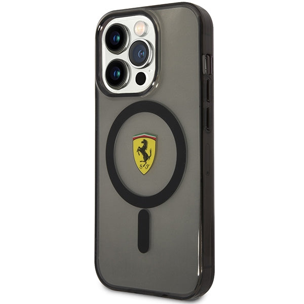 „Ferrari FEHMP14XURKK iPhone 14 Pro Max 6.7“ juodas/juodas kietas dėklas su permatomu „Magsafe“ 