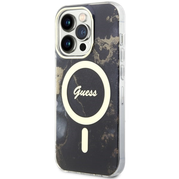 Guess GUHMP14LHTMRSK iPhone 14 Pro 6.1" black/black hardcase Golden Marble MagSafe