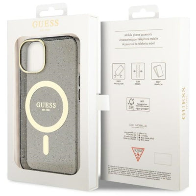 Guess GUHMP14MHCMCGK iPhone 14 Plus 6.7" black/black hardcase Glitter Gold MagSafe
