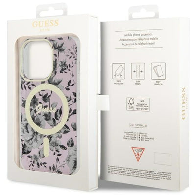 Guess GUHMP14XHCFWSP iPhone 14 Pro Max 6.7" pink/pink hardcase Flower MagSafe