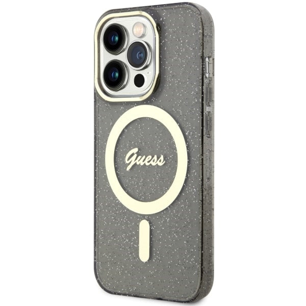 Guess GUHMP14XHCMCGK iPhone 14 Pro Max 6.7" black/black hardcase Glitter Gold MagSafe