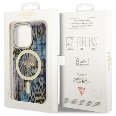 Guess GUHMP14XHLEOPWB iPhone 14 Pro Max 6.7" blue/blue hardcase Leopard MagSafe