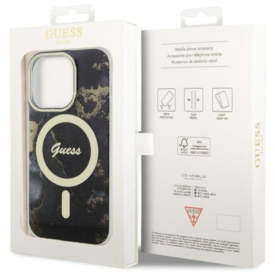 Guess GUHMP14XHTMRSK iPhone 14 Pro Max 6.7" black/black hardcase Golden Marble MagSafe