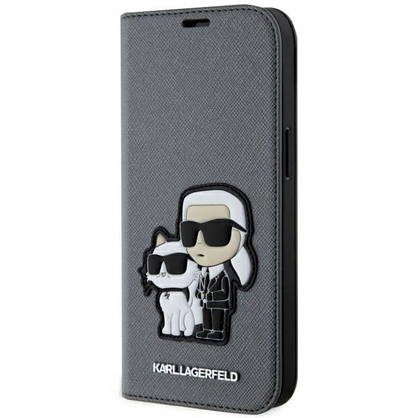 Karl Lagerfeld KLBKP14SSANKCPG iPhone 14 6.1" bookcase silver/silver Saffiano Karl &amp; Choupette