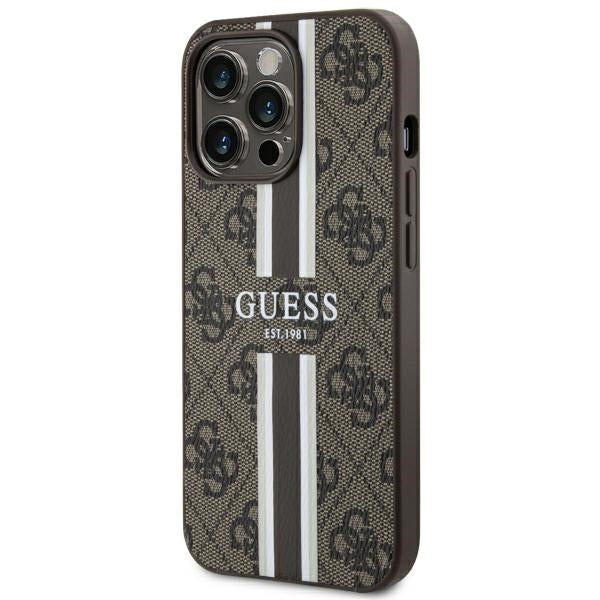 Guess GUHMP13LP4RPSW iPhone 13 Pro / 13 6.1" brown/brown hardcase 4G Printed Stripes MagSafe